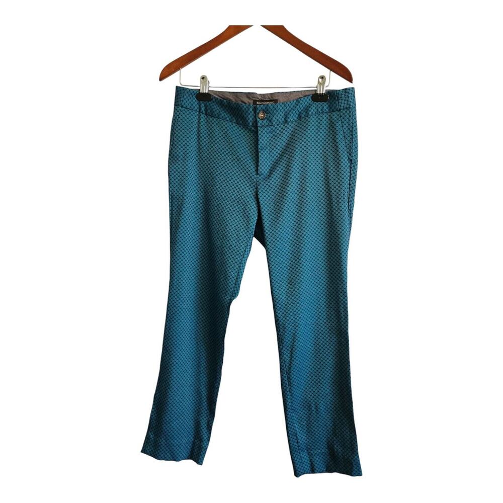 Banana Republic Hampton Fit Crop Length Size 8 Pants Teal Blue Geometric Stretch